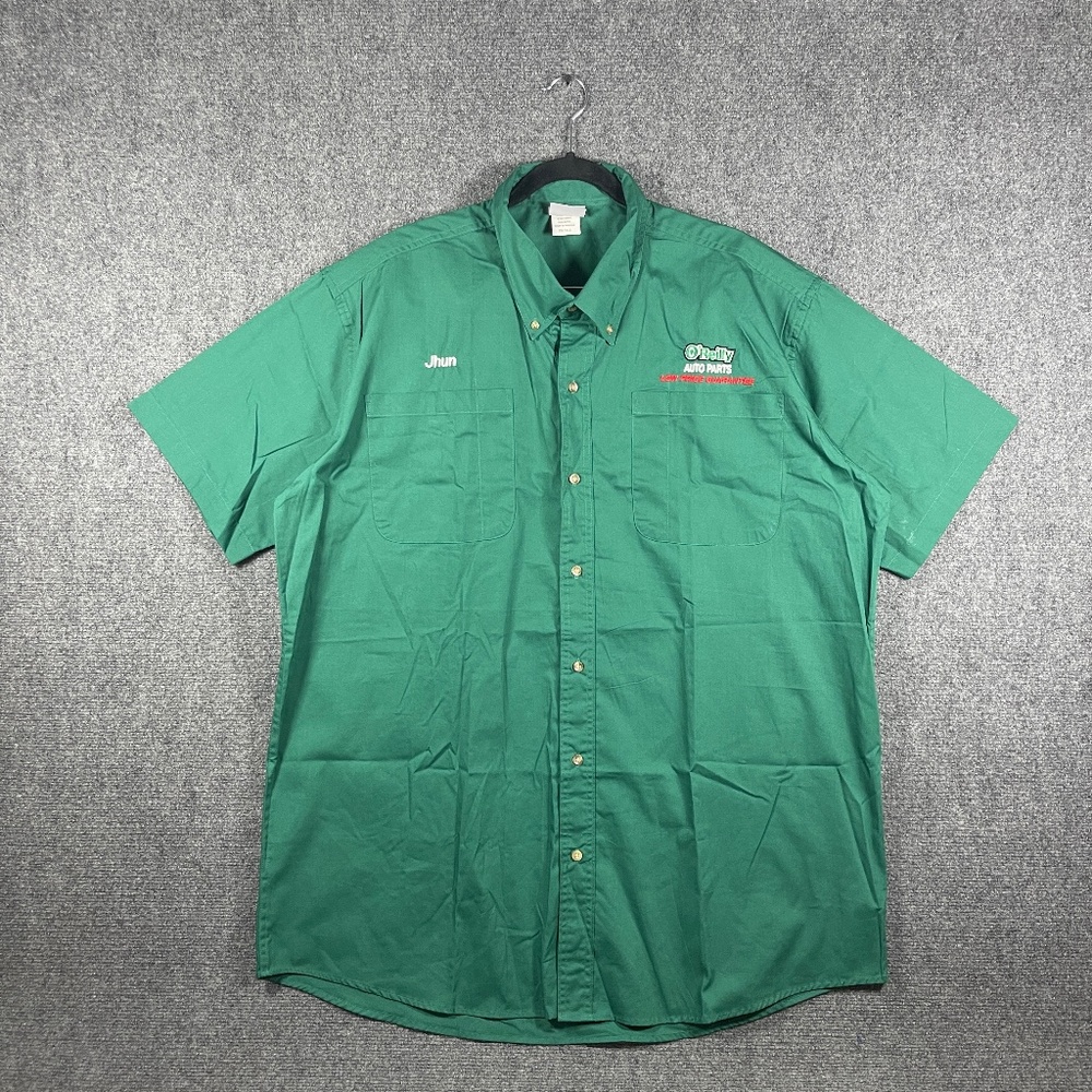 Lot of 3 O'Reilly Auto Parts Short Sleeve Short Green Button Mens Size 2XL Tall